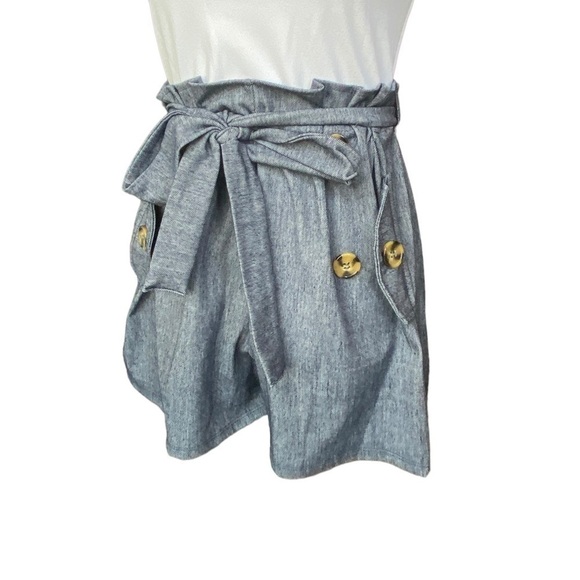FOREVER 21 WHITE AND DENIM LOOK ROMPER WITH SASH - Picture 7 of 7